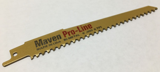 Reciprocating Saw Blade, ProLine Gold 6 inch long, .050 thickness with 6TPI.