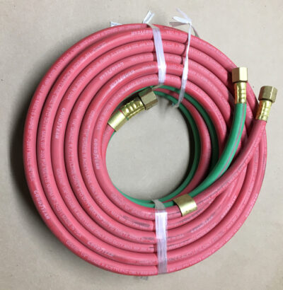 Welding gas torch hose lines 200psi threaded female brass fittings.