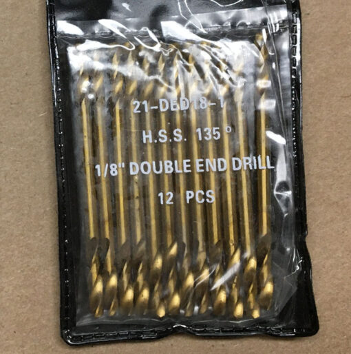 Double ended 1/8th inch Titanium coated H.S.S. drill bits 12 pack