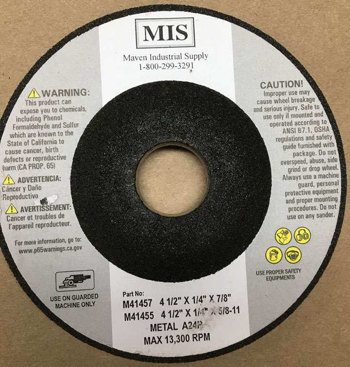 Morse Hummer Grinding Wheel 4" Diameter by 3/8" thickness X 1/2" hole