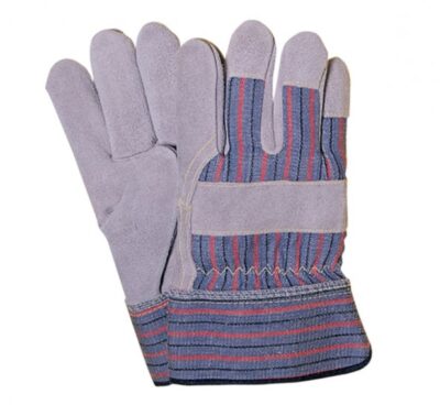 Leather palm canvas back gloves with 2 inch cuff